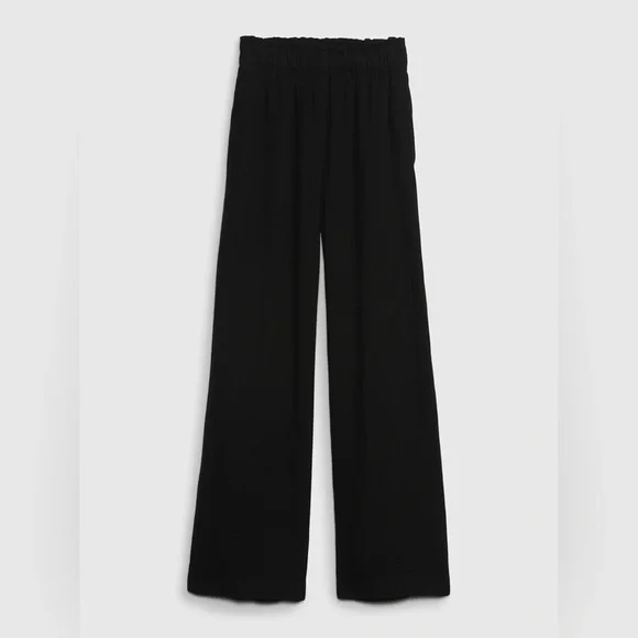 NWT! GAP Black Wide-Leg Gauzy Crinkle Pants Lightweight - Large Reg & XL TALL🩷 - Picture 2 of 8